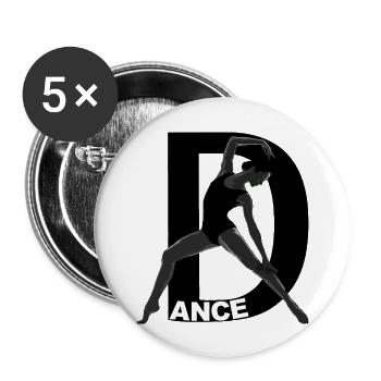 Tanzen Sie anmutig - Buttons groß 56 mm (5er Pack) - Weiß - Vorne