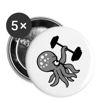 Octopus Bodybuilder Muscle Building Gym Gym - Buttons large 2.2''/56 mm (5-pack) - white - Front