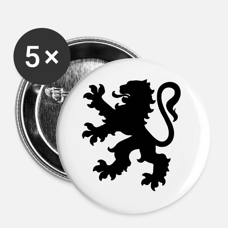 Löwe - Buttons groß 56 mm (5er Pack) - Weiß