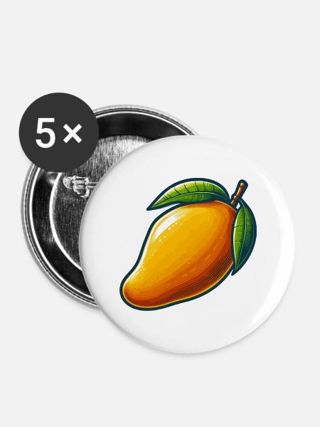 Mango, exotische Früchte - Buttons groß 56 mm (5er Pack) - Weiß