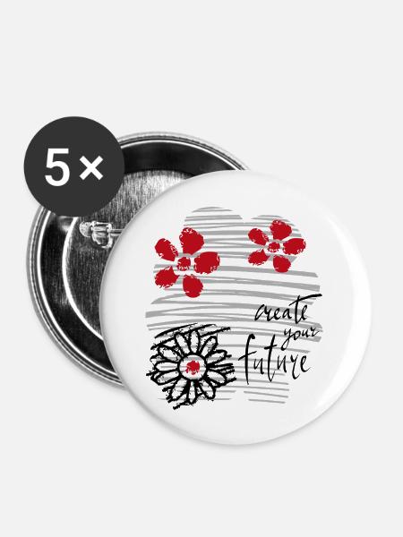 create your future - Buttons groß 56 mm (5er Pack) - Weiß