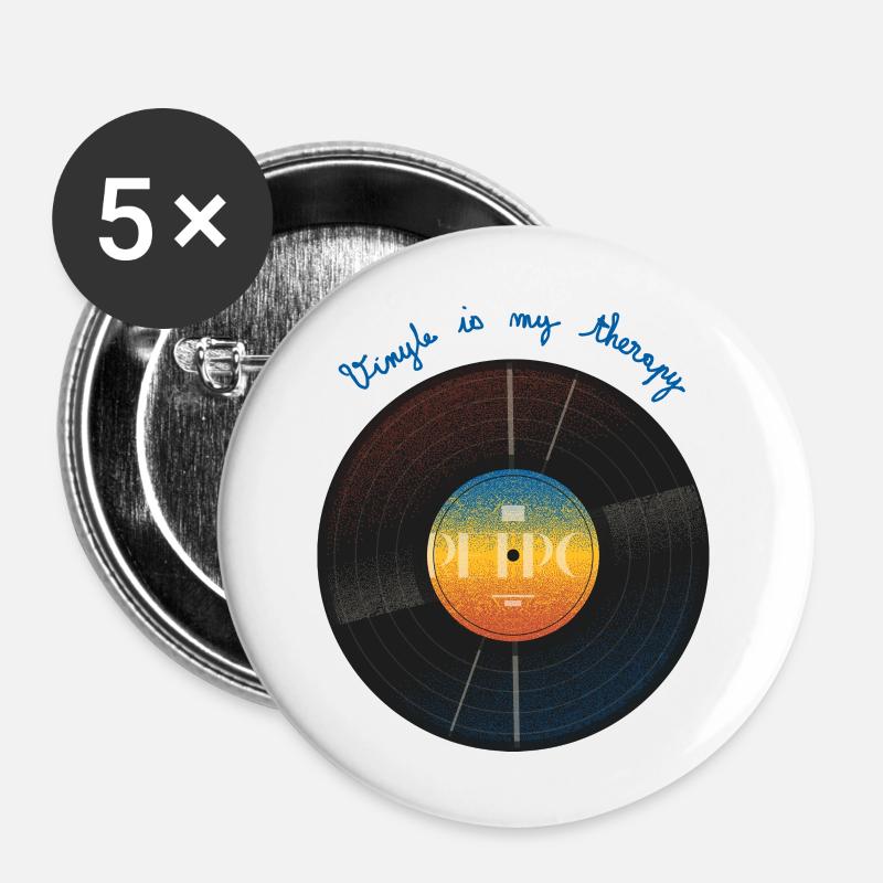 Vinyl is my therapy - Buttons large 2.2''/56 mm (5-pack) - white