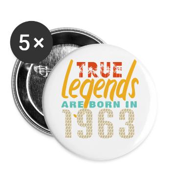 Les vrais légendes sont nés en 1963. Année 2025. - Lot de 5 grands badges (56 mm) - blanc - Devant