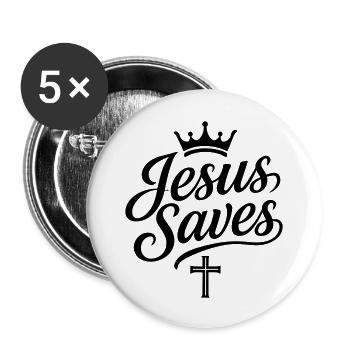 Jésus sauve l’amour - Lot de 5 grands badges (56 mm) - blanc - Devant