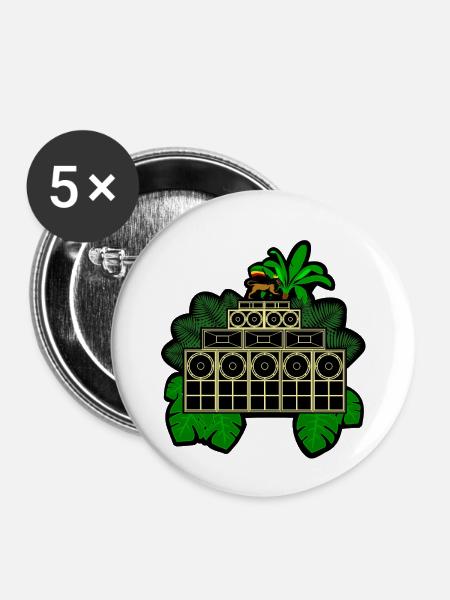 Soundsystem im Busch - Buttons groß 56 mm (5er Pack) - Weiß