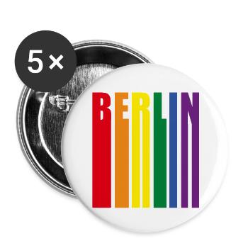 Berlin Regenbogen Pride Geschenk - Buttons groß 56 mm (5er Pack) - Weiß - Vorne