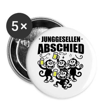 Junggesellenabschied Jga Affen Bier - Buttons groß 56 mm (5er Pack) - Weiß - Vorne