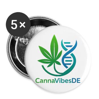 CannaVibesDe - Buttons groß 56 mm (5er Pack) - Weiß - Vorne