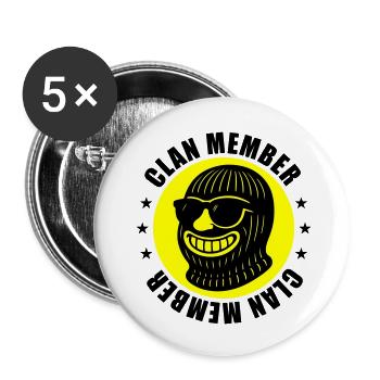 Clan Mitglied Gangster - Buttons groß 56 mm (5er Pack) - Weiß - Vorne