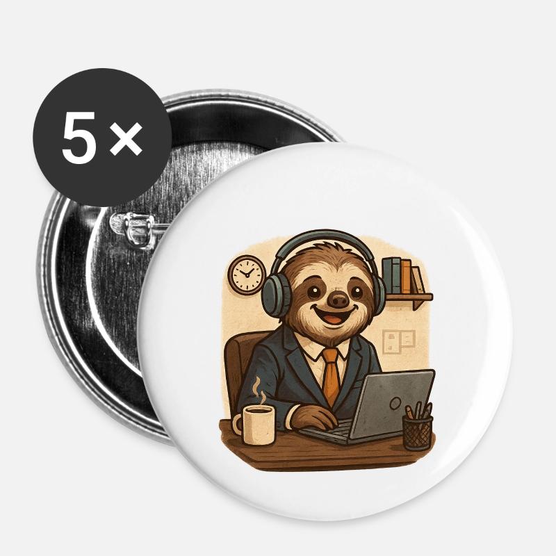 Office - Sloth - Buttons large 2.2''/56 mm (5-pack) - white
