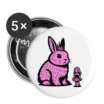 Hasenprinzessin - Buttons groß 56 mm (5er Pack) - Weiß - Vorne