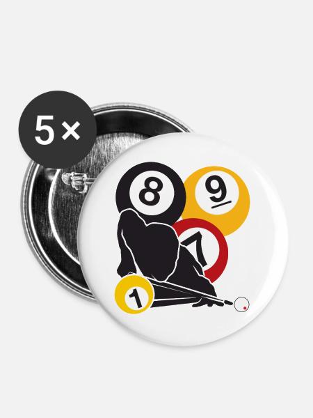 Billard-Fokus - Buttons groß 56 mm (5er Pack) - Weiß