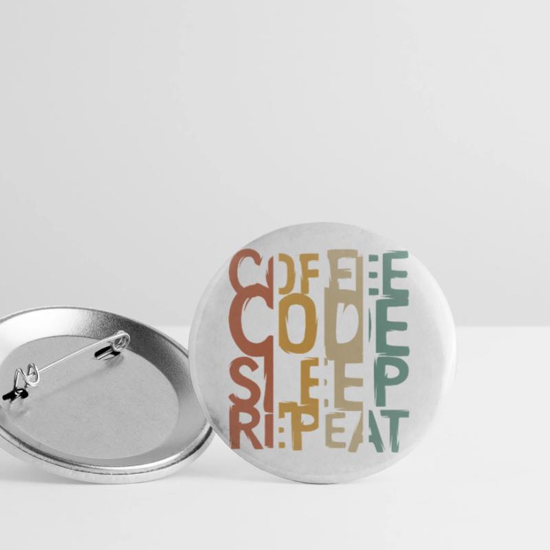 Coffee Code Sleep Repeat – Conception pour les développeurs Lot de 5 grands badges (56 mm)