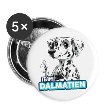 TEAM Dalmatian - Black - Buttons large 2.2''/56 mm (5-pack) - white - Front