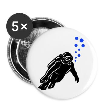 Taucher Silhouette - Buttons groß 56 mm (5er Pack) - Weiß - Vorne