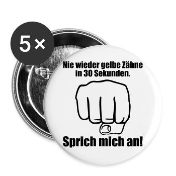 Nie wieder gelbe Zahne in 30 Sekunden - Buttons groß 56 mm (5er Pack) - Weiß - Vorne