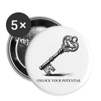 Motif clé avec motif gribouillis - Lot de 5 grands badges (56 mm) - blanc - Devant