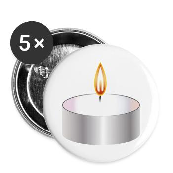 bougie chauffe-plat allumée symbole simple - Lot de 5 grands badges (56 mm) - blanc - Devant