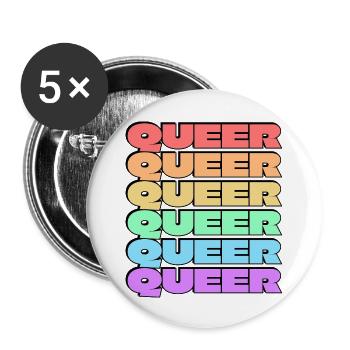 Queer gay pride 6 rainbow colors - Buttons large 2.2''/56 mm (5-pack) - white - Front