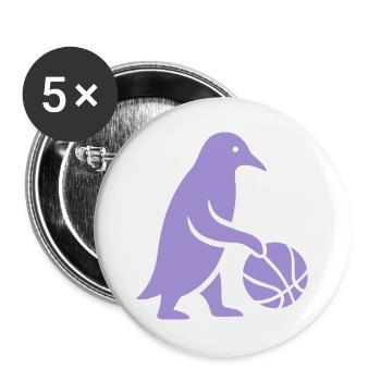 Joueur de basket-ball pingouin minimaliste - Lot de 5 grands badges (56 mm) - blanc - Devant