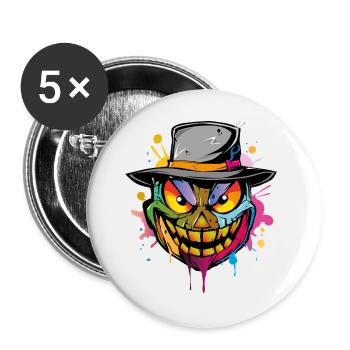 Halloween Face - Buttons groß 56 mm (5er Pack) - Weiß - Vorne