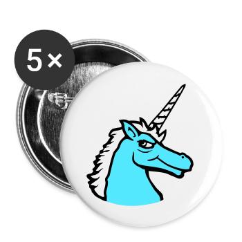 Licorne Cool Guy Sourire Maléfique Cheval de dessin animé - Lot de 5 grands badges (56 mm) - blanc - Devant