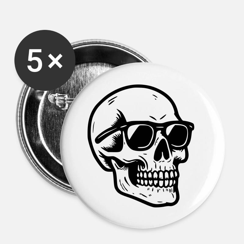 Skull glasses, skull ... - Buttons large 2.2''/56 mm (5-pack) - white