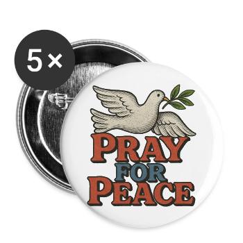 Pray for Peace Dove Symbol - Buttons large 2.2''/56 mm (5-pack) - white - Front