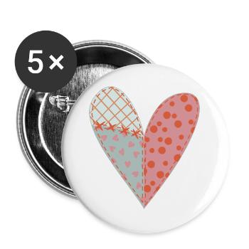 Patchwork Heart No11 - Buttons large 2.2''/56 mm (5-pack) - white - Front