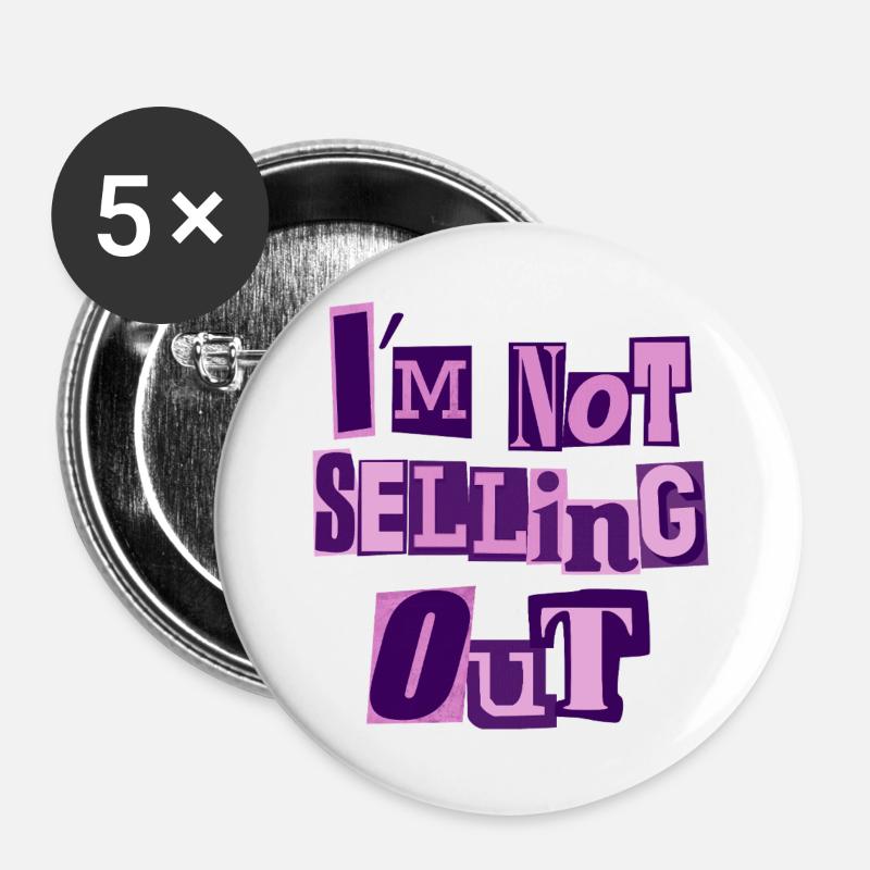 I'm not selling out (pink) - Buttons large 2.2''/56 mm (5-pack) - white