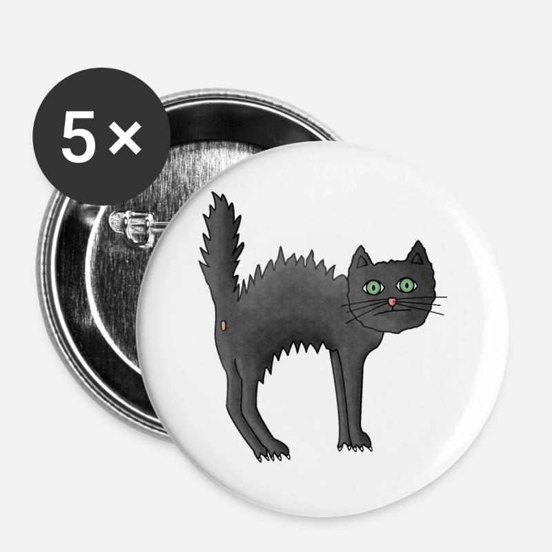 Cat Yoga Level Humpback - Buttons large 2.2''/56 mm (5-pack) - white