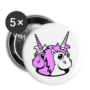 2 Unicorn Girl Team Cute Bottom Hole Friends - Buttons large 2.2''/56 mm (5-pack) - white - Front