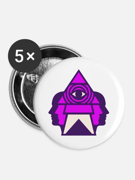 Dritte Auge Logo - Buttons groß 56 mm (5er Pack) - Weiß