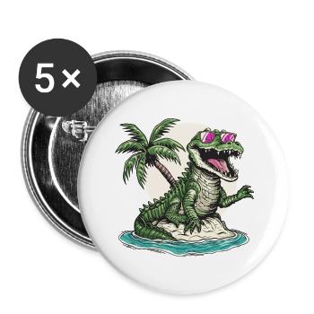 Alligator Insel Palme - Buttons groß 56 mm (5er Pack) - Weiß - Vorne