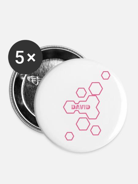 Geschenk für David - Buttons groß 56 mm (5er Pack) - Weiß