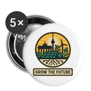 Grow the Future – Berlin - Buttons large 2.2''/56 mm (5-pack) - white - Front