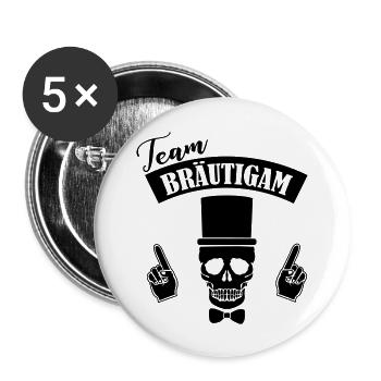 Crâne de l’équipe du marié - Lot de 5 grands badges (56 mm) - blanc - Devant