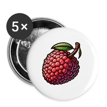 Bunte und detaillierte Litschi-Illustration - Buttons groß 56 mm (5er Pack) - Weiß - Vorne