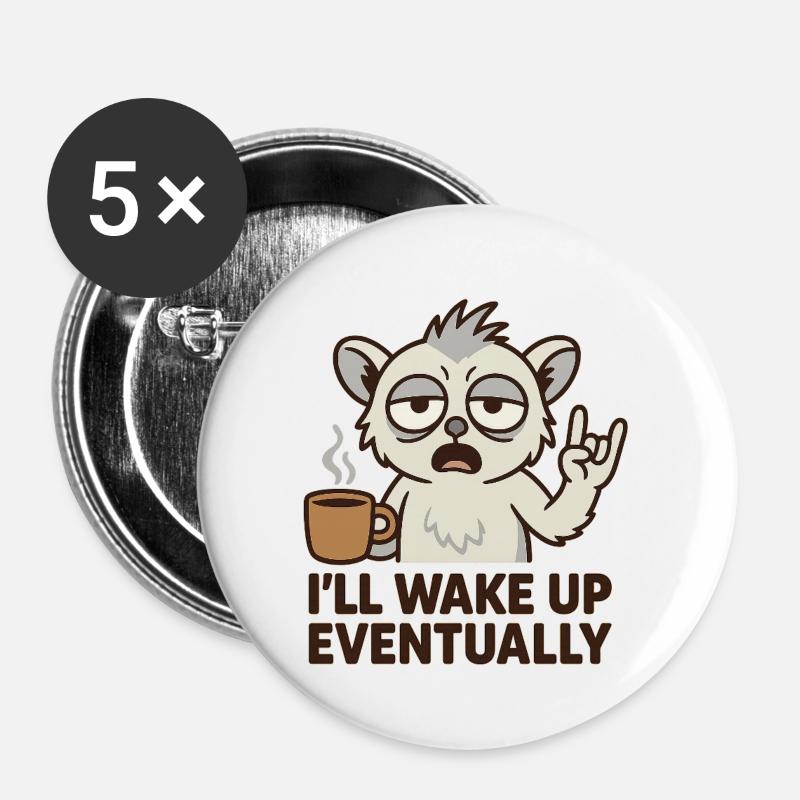 Morgenkaffee - Buttons groß 56 mm (5er Pack) - Weiß