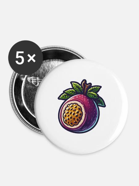 Illustration der hellen Passionsblumenfrucht - Buttons groß 56 mm (5er Pack) - Weiß