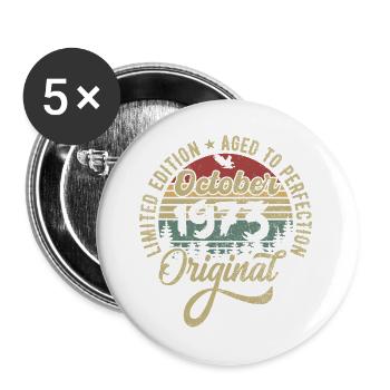 oktober 1973 Jahrestag oktober 1973 oktober - Buttons groß 56 mm (5er Pack) - Weiß - Vorne
