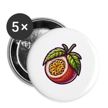 Passion Fruit Illustriert Hell - Buttons groß 56 mm (5er Pack) - Weiß - Vorne