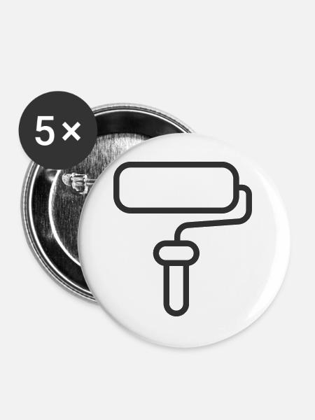 Minimalistische Farbroller-Linien-Kunst-Ikone - Buttons groß 56 mm (5er Pack) - Weiß