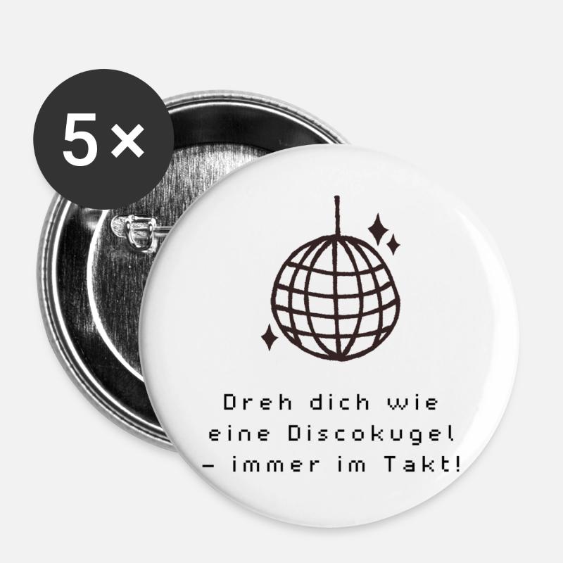 Disco_Kugel - Buttons groß 56 mm (5er Pack) - Weiß