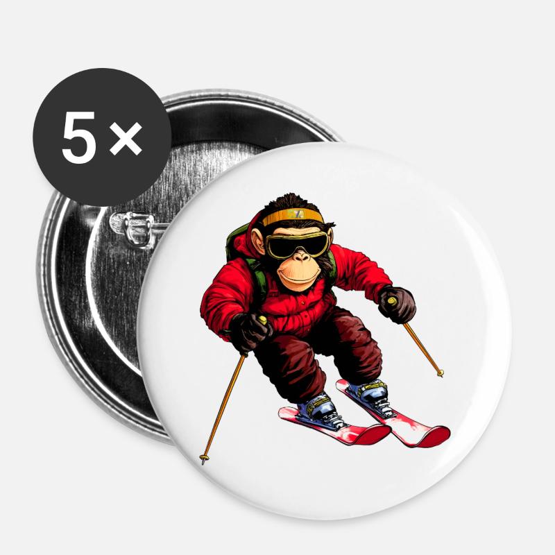 Ski Monkey - Buttons large 2.2''/56 mm (5-pack) - white