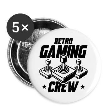Retro Gaming Crew Gamer - Lot de 5 grands badges (56 mm) - blanc - Devant