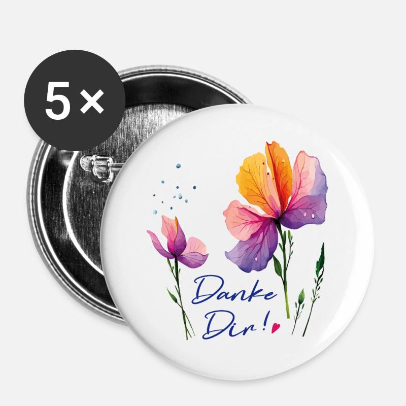  Danke Dir - Buttons groß 56 mm (5er Pack) - Weiß