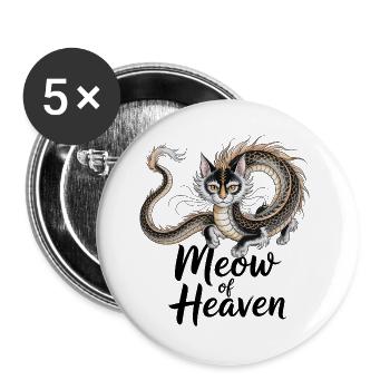 Dragon Cat - Buttons large 2.2''/56 mm (5-pack) - white - Front