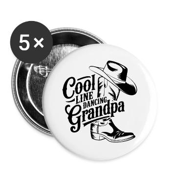 Cool Line Dance Country Dance Grandpa - Buttons large 2.2''/56 mm (5-pack) - white - Front