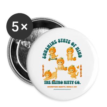 Orange Harlequin Kittens Design and Citrus Pattern - Buttons large 2.2''/56 mm (5-pack) - white - Front